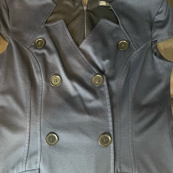 David Meister Navy Blue Retro Double Button Sheath Polyester Rayon Dress 6 - Picture 14 of 16